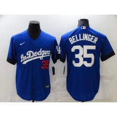 MLB Los Angeles Dodgers 35 Cody Bellinger Royal 2021 City Connect Cool Base Jerseys