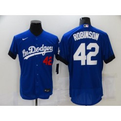 MLB Los Angeles Dodgers 42 Jackie Robinson Royal 2021 City Connect Flexbase Jersey