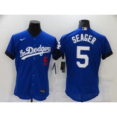 MLB Los Angeles Dodgers 5 Corey Seager Royal 2021 City Connect Flexbase Jersey