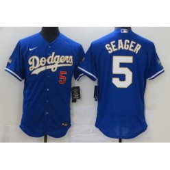 MLB Los Angeles Dodgers 5 Corey Seager Royal Nike 2021 Gold Program Flexbase Jersey