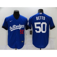 MLB Los Angeles Dodgers 50 Mookie Betts Royal 2021 City Connect Cool Base Jersey