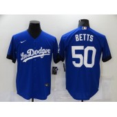 MLB Los Angeles Dodgers 50 Mookie Betts Royal 2021 City Connect Cool Base Jerseys