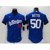 MLB Los Angeles Dodgers 50 Mookie Betts Royal 2021 City Connect Flexbase Jersey