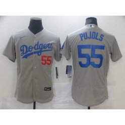 MLB Los Angeles Dodgers 55 Albert Pujols Gray 2020 Nike Flexbase Jersey