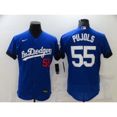 MLB Los Angeles Dodgers 55 Albert Pujols Royal 2021 City Connect Flexbase Jersey