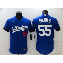 MLB Los Angeles Dodgers 55 Albert Pujols Royal 2021 City Connect Flexbase Jersey