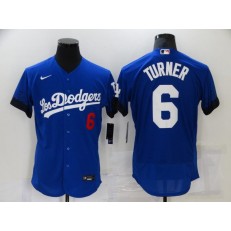 MLB Los Angeles Dodgers 6 Trea Turner Royal 2021 City Connect Flexbase Jersey