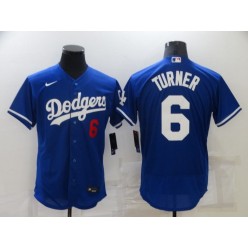 MLB Los Angeles Dodgers 6 Trea Turner Royal Nike Flexbase Jersey
