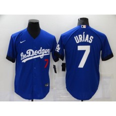 MLB Los Angeles Dodgers 7 Julio Urias Royal 2021 City Connect Cool Base Jersey