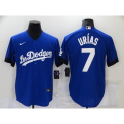 MLB Los Angeles Dodgers 7 Julio Urias Royal 2021 City Connect Cool Base Jerseys