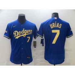 MLB Los Angeles Dodgers 7 Julio Urias Royal Gold Champion Nike Flexbase Jersey
