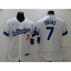 MLB Los Angeles Dodgers 7 Julio Urias White 2021 City Connect Flexbase Jersey