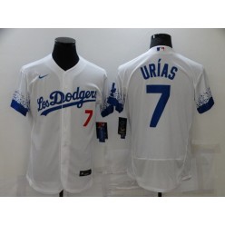 MLB Los Angeles Dodgers 7 Julio Urias White 2021 City Connect Flexbase Jersey