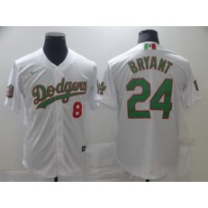 MLB Los Angeles Dodgers 8 & 24 Kobe Bryant White World Series Nike Cool Base Jersey