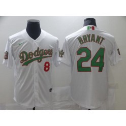 MLB Los Angeles Dodgers 8 & 24 Kobe Bryant White World Series Nike Cool Base Jersey