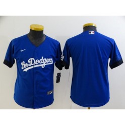 MLB Los Angeles Dodgers Blank Royal Youth 2021 City Connect Cool Base Jersey