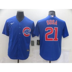 MLB Chicago Cubs 21 Sammy Sosa Blue Cool Base Jersey