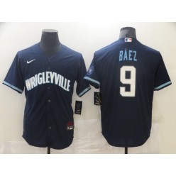 MLB Chicago Cubs 9 Javier Baez Navy 2021 City Connect Cool Base Jersey