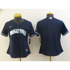 MLB Chicago Cubs Blank Navy Women 2021 City Connect Cool Base Jersey