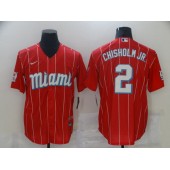 MLB Miami Marlins 2 Jazz Chisholm Jr. Red 2021 City Connect Cool Base Jersey