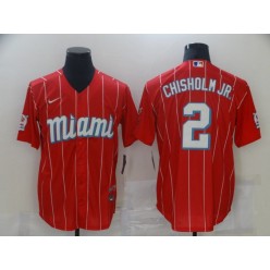 MLB Miami Marlins 2 Jazz Chisholm Jr. Red 2021 City Connect Cool Base Jersey
