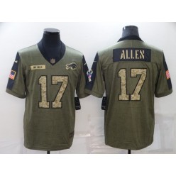 Buffalo Bills #17 Josh Allen Olive Camo 2021 Salute To Service Limited Jersey