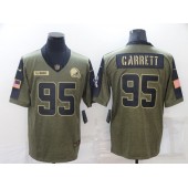 Cleveland Browns #95 Myles Garrett Olive Camo 2021 Salute To Service Limited Jersey