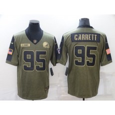Cleveland Browns #95 Myles Garrett Olive Camo 2021 Salute To Service Limited Jersey