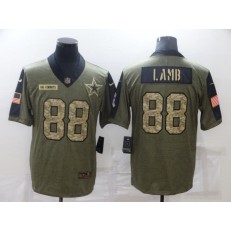 Dallas Cowboys #88 CeeDee Lamb Olive Camo 2021 Salute To Service Limited Jersey