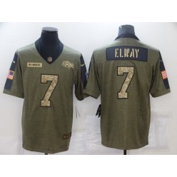 Denver Broncos #7 John Elway Olive Camo 2021 Salute To Service Limited Jersey