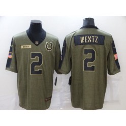 Indianapolis Colts #2 Carson Wentz Olive 2021 Salute To Service Limited Jersey