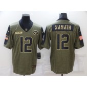 New York Jets #12 Joe Namath Olive 2021 Salute To Service Limited Jersey