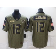 New York Jets #12 Joe Namath Olive 2021 Salute To Service Limited Jersey