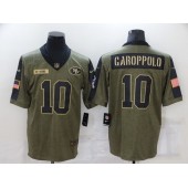 San Francisco 49ers #10 Jimmy Garoppolo Olive 2021 Salute To Service Limited Jersey