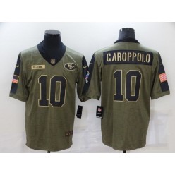 San Francisco 49ers #10 Jimmy Garoppolo Olive 2021 Salute To Service Limited Jersey
