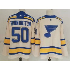 St Louis Blues #50 Jordan Binnington Cream 2022 Winter Classic Adidas Jersey