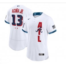 MLB Atlanta Braves 13 Ronald Acuna Jr. White Nike 2021 MLB All-Star Flexbase Jersey