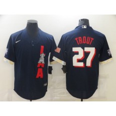 MLB Los Angeles Angels 27 Mike Trout Navy Nike 2021 MLB All-Star Cool Base Jersey