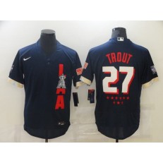 MLB Los Angeles Angels 27 Mike Trout Navy Nike 2021 MLB All-Star FlexBase Jersey