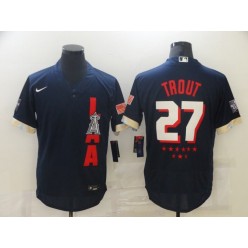 MLB Los Angeles Angels 27 Mike Trout Navy Nike 2021 MLB All-Star FlexBase Jersey