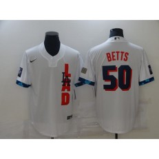 MLB Los Angeles Dodgers 50 Mookie Betts White Nike 2021 MLB All-Star Cool Base Jersey