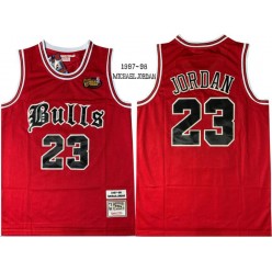Chicago Bulls #23 Michael Jordan Red 1997-98 Hardwood Classics NBA Finals Patch Jersey