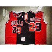 Chicago Bulls #23 Michael Jordan Split Black Red 1996-97 Hardwood Classics Mesh Jersey