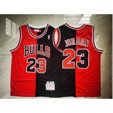 Chicago Bulls #23 Michael Jordan Split Black Red 1996-97 Hardwood Classics Mesh Jersey
