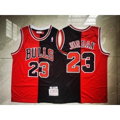 Chicago Bulls #23 Michael Jordan Split Black Red 1996-97 Hardwood Classics Mesh Jersey