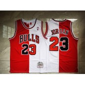 Chicago Bulls #23 Michael Jordan Split White Red 1996-97 Hardwood Classics Mesh Jersey