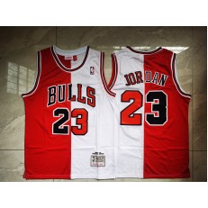Chicago Bulls #23 Michael Jordan Split White Red 1996-97 Hardwood Classics Mesh Jersey