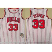 Chicago Bulls #33 Scottie Pippen White Red 1997-98 Hardwood Classics Jersey