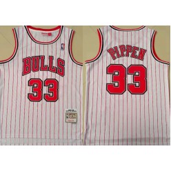 Chicago Bulls #33 Scottie Pippen White Red 1997-98 Hardwood Classics Jersey