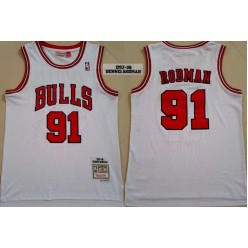 Chicago Bulls #91 Dennis Rodman White 1997-98 Hardwood Classics Jersey